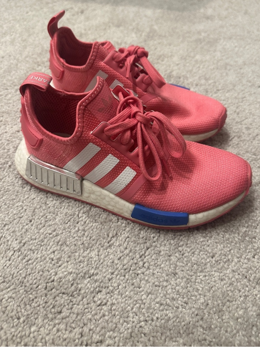 adidas Women's Pink NMD R1 with White Stripes
